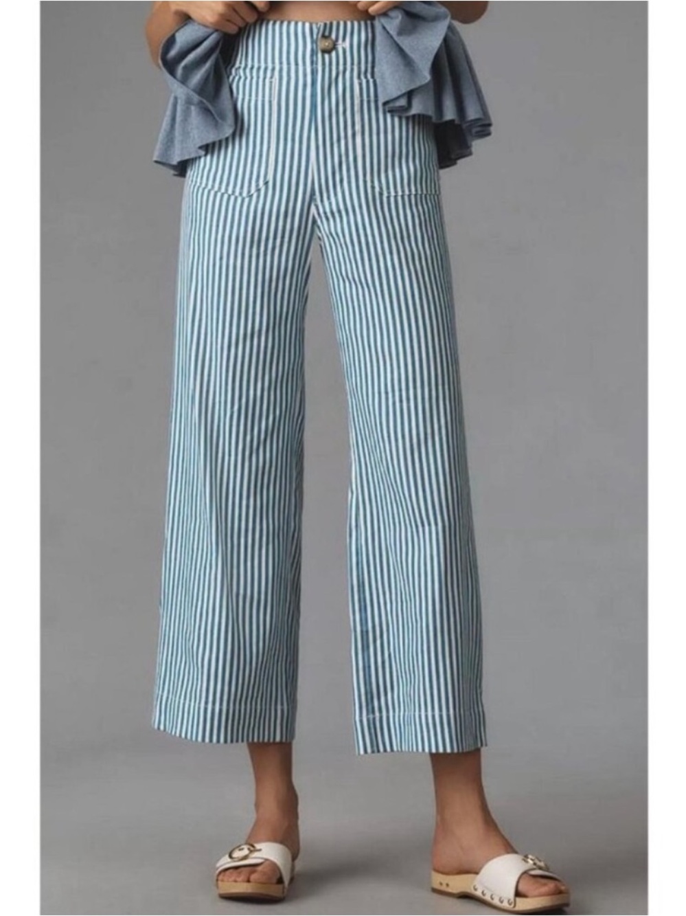 Maeve by Anthropologie The Colette Striped Wide-Leg Pants: Linen Edition